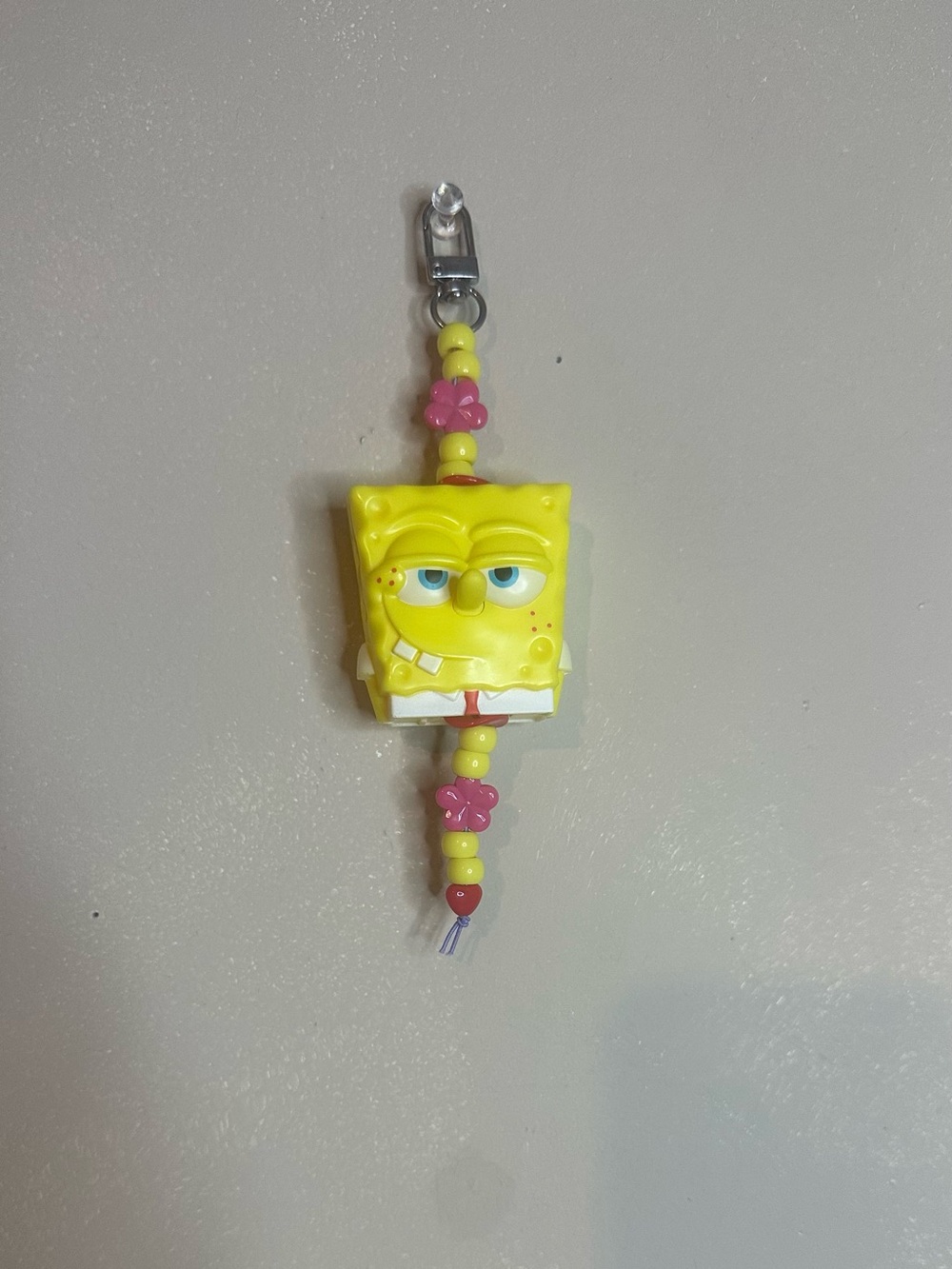 Handmade SpongeBob bead Keychain Charm - Beaded Clip Accessory-maryposa
